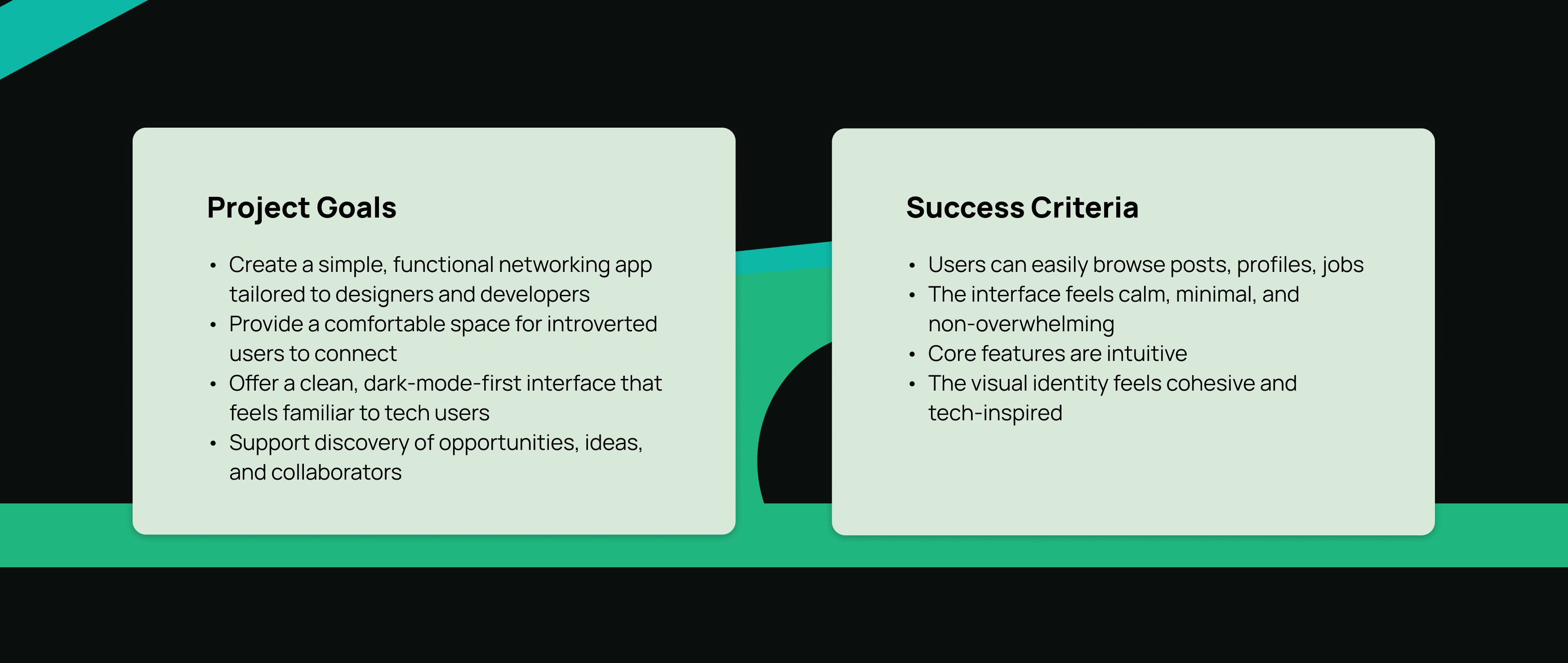 Goals and success criteria